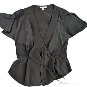 Topshop Ruffle sleeve black blouse - 6